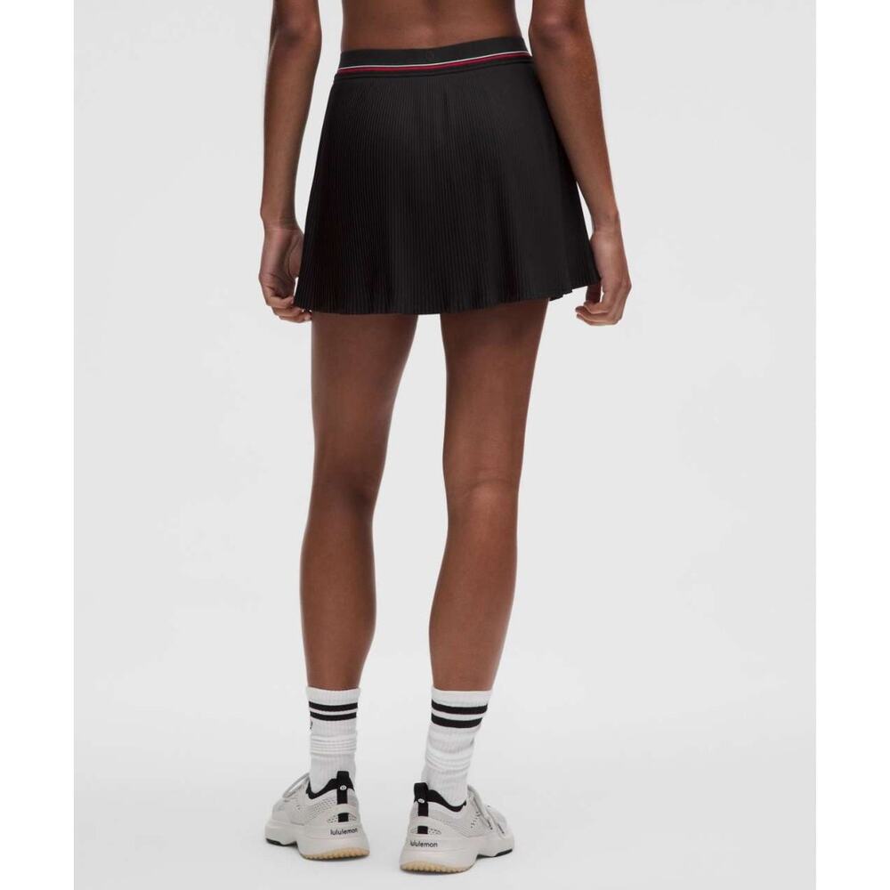 NWT Lululemon Logo-Waist Micro-Pleat Tennis Skirt Black Active Performance Sz XL - Picture 3 of 3